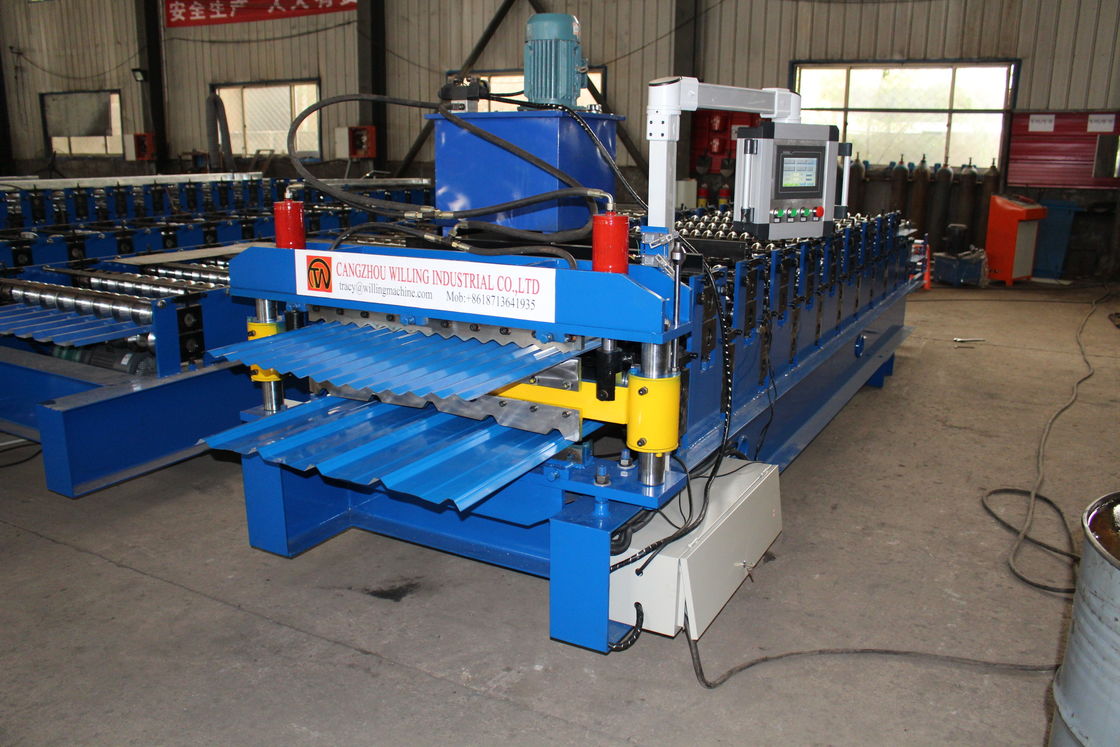 Trapezoid / Corrugated Roof Sheet Making Machine Double Deck Roll