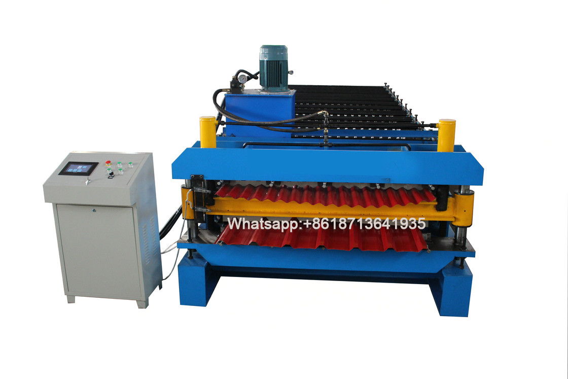 Full Auto Sheet Metal Double Layer Roll Forming Machine 15 - 18m/Min Hydraulic