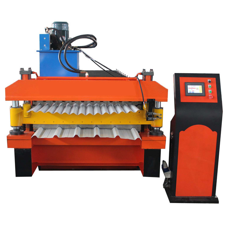 Corrugated Ppgi Double Layer Roll Forming Machine Full Automatic Plc Control